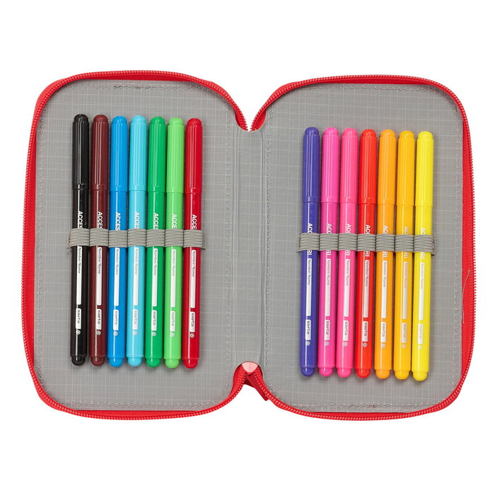 Safta Estuche Escolar Doble Pequeño PJ Masks Ready 28 piezas