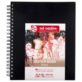 Talens Art Creation Bloc de Papel Para Esbozo Espiral - 21.5x28 cm, 80 Hojas, 110 g/m², Papel Sin Ácido para Bocetos, Dibujo y Técnicas Secas