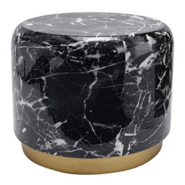 DKD Home Decor Mesita Auxiliar de Hierro con Acabado Símil Mármol Negro