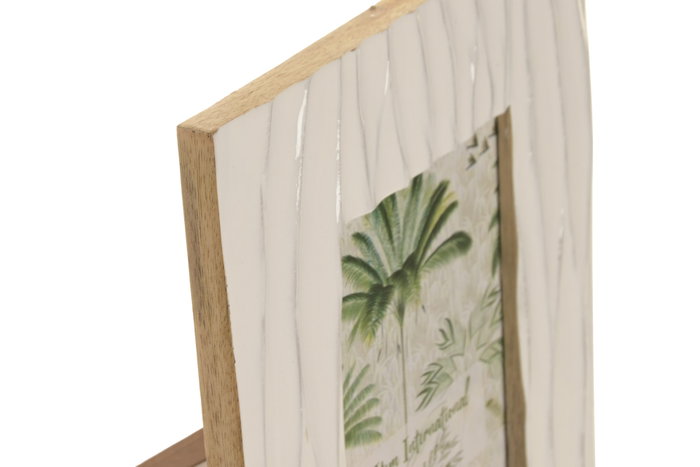 DKD Home Decor Marco de Fotos 13x18 Mango y Cristal Blanco Lacado