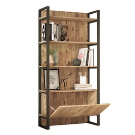 Hanah Home Ml6-A Estantería moderna y elegante, 90x180x34 cm, estructura metálica, tablero melamina 18 mm, color Pino Atlántico