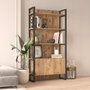Hanah Home Ml6-A Estantería moderna y elegante, 90x180x34 cm, estructura metálica, tablero melamina 18 mm, color Pino Atlántico