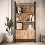 Hanah Home Ml6-A Estantería moderna y elegante, 90x180x34 cm, estructura metálica, tablero melamina 18 mm, color Pino Atlántico
