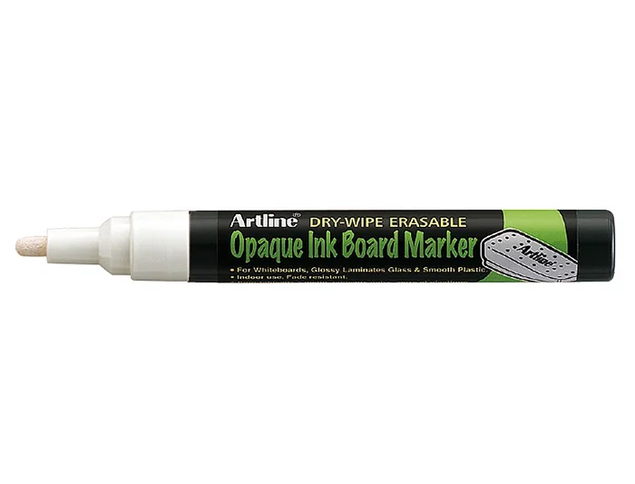 Artline EPD-4 Rotulador para Pizarra Punta Redonda 2 mm Tinta Blanca Opaca para Pizarras y Melamina Oscura