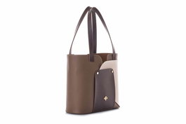 Lucky Bees Bolso Tote 1292 v2 Piel de Polivinilo Mink, Cream 30x12x26 cm