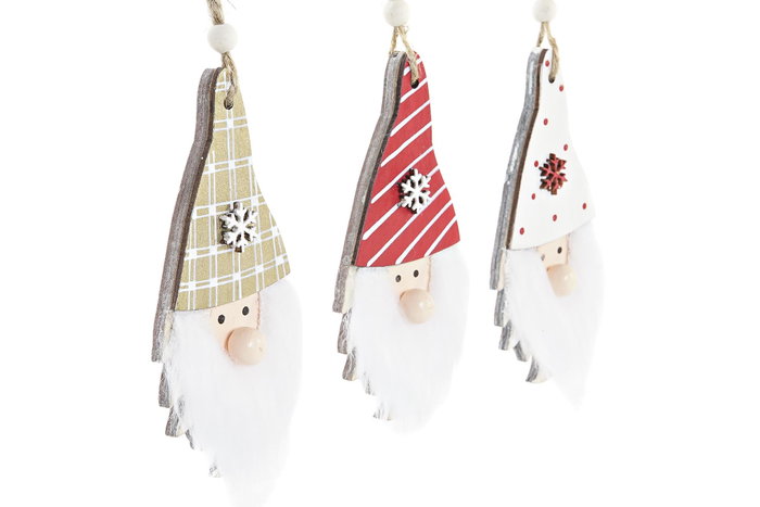 DKD Home Decor Decoración Colgante de Madera Santa Surtido de 3