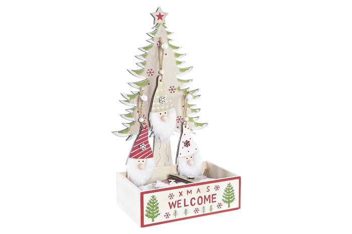 DKD Home Decor Decoración Colgante de Madera Santa Surtido de 3
