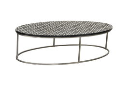 DKD Home Decor Mesa Centro Bone 23 Item Home Negro Marfil Hueso Taracea 150 x 80 x 40 cm