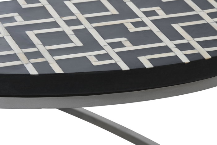 DKD Home Decor Mesa Centro Bone 23 Item Home Negro Marfil Hueso Taracea 150 x 80 x 40 cm