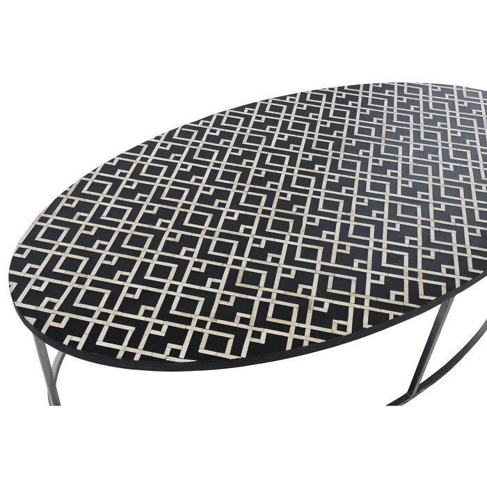 DKD Home Decor Mesa Centro Bone 23 Item Home Negro Marfil Hueso Taracea 150 x 80 x 40 cm