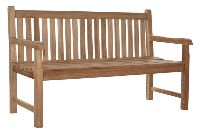 DKD Home Decor Banco Terraza y Jardín Marrón Teca 150x55x90 cm 3 Plazas