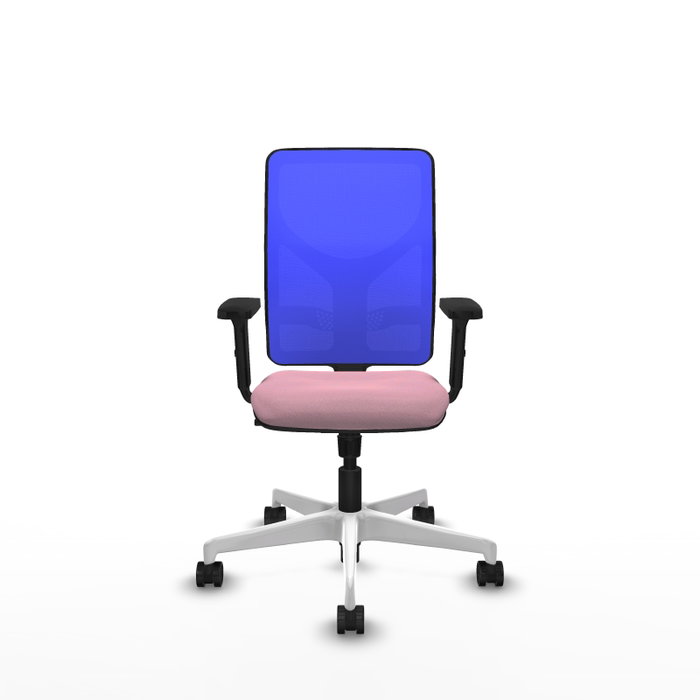PIQUERAS Y CRESPO Silla de oficina Motilla con mecanismo Sincro, Tela Rosa y Malla Azul