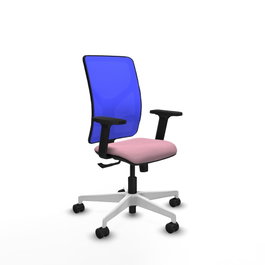 PIQUERAS Y CRESPO Silla de oficina Motilla con mecanismo Sincro, Tela Rosa y Malla Azul