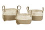 DKD Home Decor Set de 3 Cestos de Maíz Trenzado y Yute con Asas