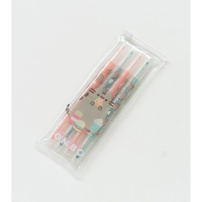 ERIK Set Papeleria Foodie Collection Pusheen con Bolígrafo 10 Colores, 4 Subrayadores Pastel, Clips, Marcadores y Portatodo