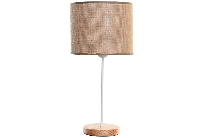 DKD Home Decor - Lámpara de Sobremesa Urban, Estilo Moderno, Color Marrón y Blanco, 25x53 cm, con Pantalla de Lino y Portalámparas E27 - Pack de 4 Unidades