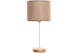 DKD Home Decor - Lámpara de Sobremesa Urban, Estilo Moderno, Color Marrón y Blanco, 25x53 cm, con Pantalla de Lino y Portalámparas E27 - Pack de 4 Unidades