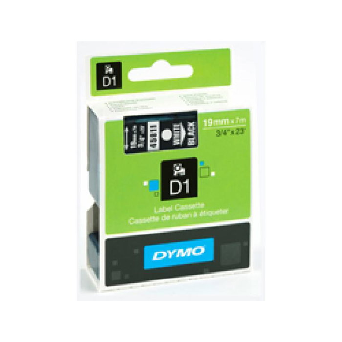 DYMO Cinta de etiquetado D1 Blanco sobre Negro 19mm x 7m
