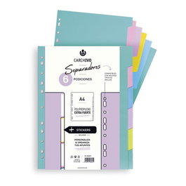 Separadores Carchivo Soft Pp Extra Fuerte A4 6 Pestañas (Set de 10)