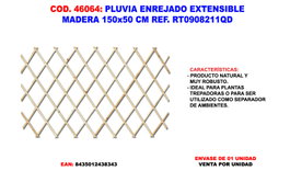 PLUVIA Enrejado Extensible de Madera 150x50 cm RT0908211QD