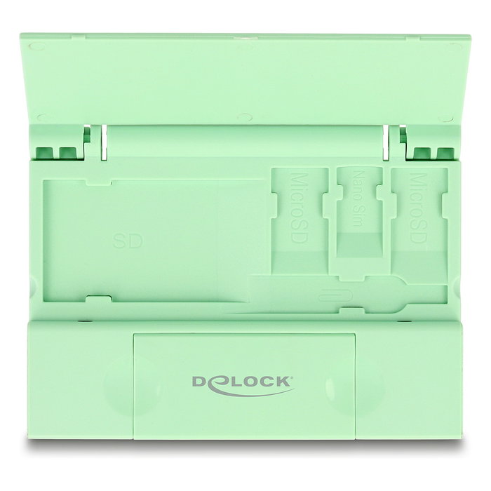 DeLOCK 91015 Lector de Tarjetas USB 3.2 Gen 1 5 Gbps Tipo-C/Tipo-A para SD y MicroSD, Incluye Estuche, Color Menta, Plug and Play, Compatible con Windows/Mac/Linux/Android/iPadOS DeLOCK 91015 Lector de Tarjetas USB 3.2 Gen 1 5 Gbps Tipo-C/Tipo-A para SD y MicroSD, Incluye Estuche, Color Menta, Plug and Play, Compatible con Windows/Mac/Linux/Android/iPadOS