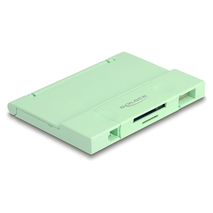 DeLOCK 91015 Lector de Tarjetas USB 3.2 Gen 1 5 Gbps Tipo-C/Tipo-A para SD y MicroSD, Incluye Estuche, Color Menta, Plug and Play, Compatible con Windows/Mac/Linux/Android/iPadOS DeLOCK 91015 Lector de Tarjetas USB 3.2 Gen 1 5 Gbps Tipo-C/Tipo-A para SD y MicroSD, Incluye Estuche, Color Menta, Plug and Play, Compatible con Windows/Mac/Linux/Android/iPadOS