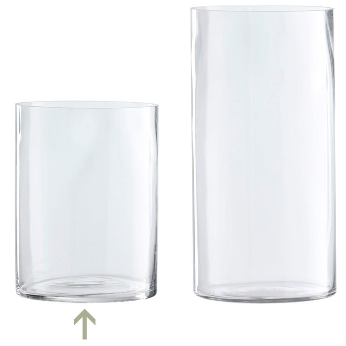 Day Jarrón Cilindro de Cristal Soplado a Boca, Diámetro 15 cm, Altura 20 cm, Hecho a Mano, Transparente