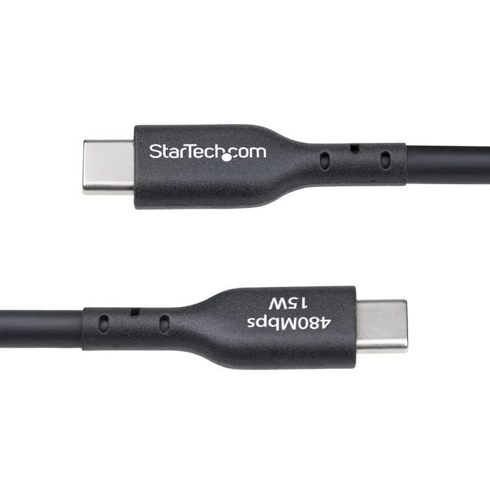 Startech Cable USB2AC4MBKE USB-A a USB-C 4m Negro - 3A/15W Carga Rápida - Compatible con iPhone 15, Samsung Galaxy, Google Pixel, iPad Pro, MacBook
