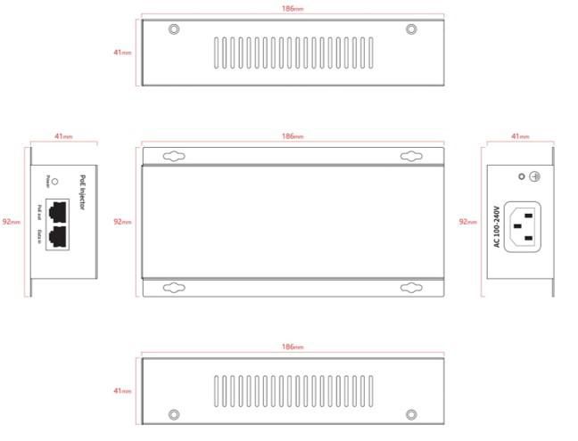 Ernitec Inyector PoE 90W 10 Gigabits Soporte IEEE 802.3af/at/bt
