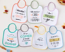 KioKids Set 7 Baberos Semanales Con Frases Divertidas Bebé Absorbentes +0 Meses