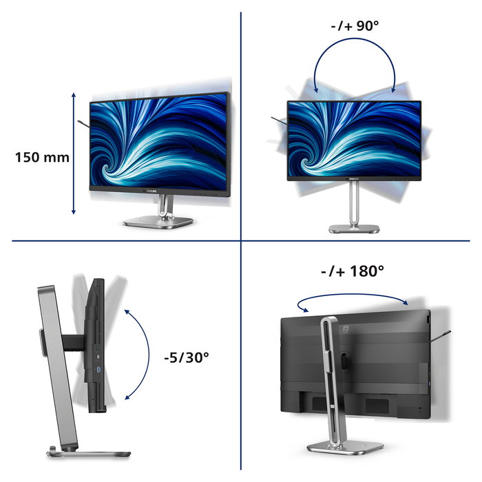 Philips 24B2N4200/00 Monitor 23.8" Full HD IPS 1920x1080 120Hz 4ms, USB-C, USB Hub, Altavoces, Ajuste de Altura, Pivote, Gris Philips 24B2N4200/00 Monitor 23.8" Full HD IPS 1920x1080 120Hz 4ms, USB-C, USB Hub, Altavoces, Ajuste de Altura, Pivote, Gris