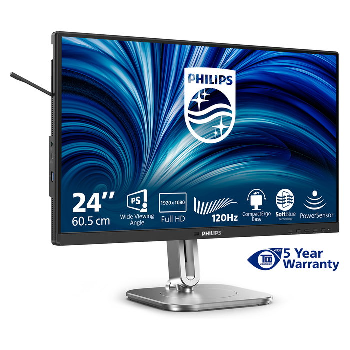 Philips 24B2N4200/00 Monitor 23.8" Full HD IPS 1920x1080 120Hz 4ms, USB-C, USB Hub, Altavoces, Ajuste de Altura, Pivote, Gris Philips 24B2N4200/00 Monitor 23.8" Full HD IPS 1920x1080 120Hz 4ms, USB-C, USB Hub, Altavoces, Ajuste de Altura, Pivote, Gris