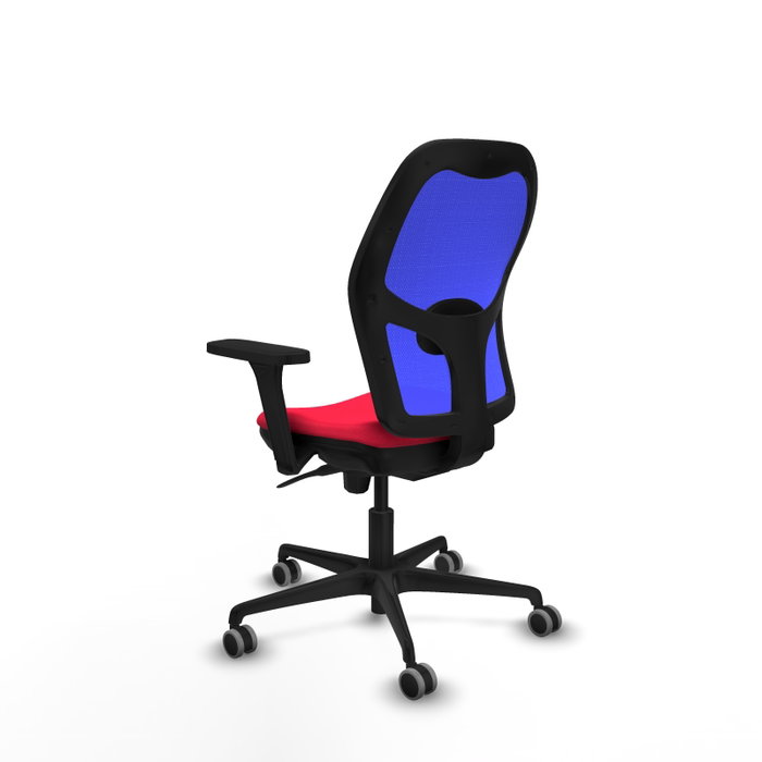 PIQUERAS Y CRESPO Silla de oficina Jorquera con mecanismo sincro, tela roja y malla azul PIQUERAS Y CRESPO Silla de oficina Jorquera con mecanismo sincro, tela roja y malla azul