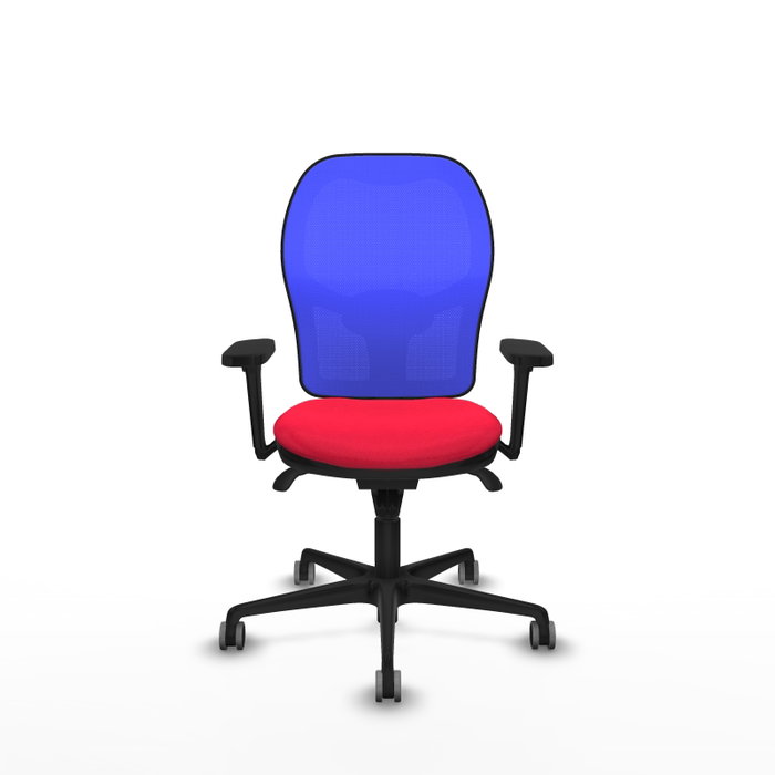 PIQUERAS Y CRESPO Silla de oficina Jorquera con mecanismo sincro, tela roja y malla azul PIQUERAS Y CRESPO Silla de oficina Jorquera con mecanismo sincro, tela roja y malla azul