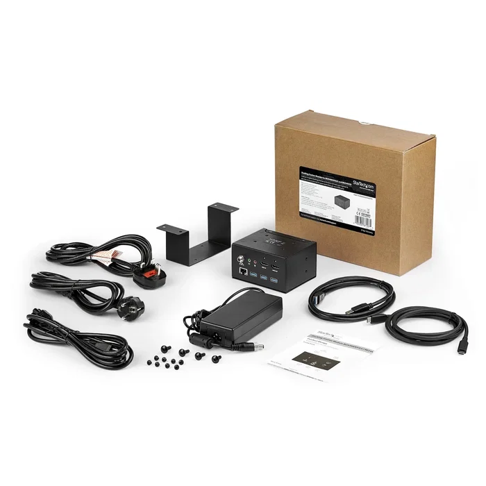 StarTech.com MOD4DOCKACPD Docking Station para Conferencias con USB-C y USB-A, 3x HDMI 4K, Ethernet, Carga USB PD 60W, Negro