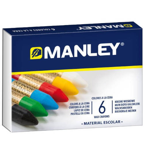 Manley Estuche de 6 Ceras de Colores Surtidos 60mm Manley Estuche de 6 Ceras de Colores Surtidos 60mm