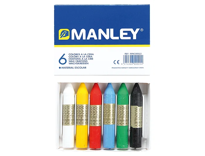 Manley Estuche de 6 Ceras de Colores Surtidos 60mm Manley Estuche de 6 Ceras de Colores Surtidos 60mm