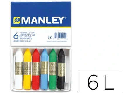 Manley Estuche de 6 Ceras de Colores Surtidos 60mm Manley Estuche de 6 Ceras de Colores Surtidos 60mm