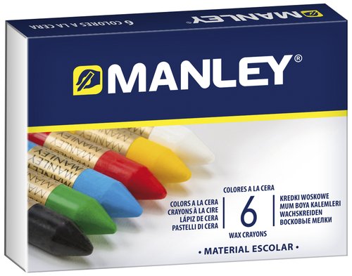 Manley Estuche de 6 Ceras de Colores Surtidos 60mm Manley Estuche de 6 Ceras de Colores Surtidos 60mm