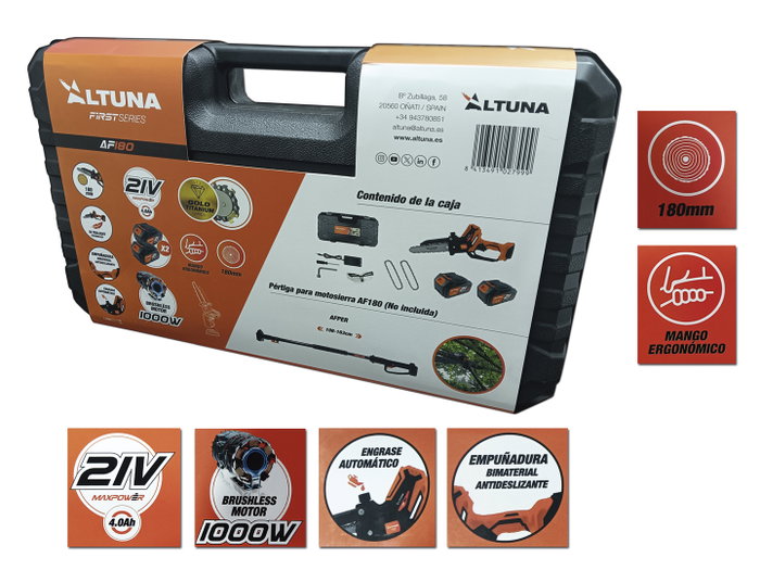 ALTUNA Motosierra AF180 21V-4AH 1000W con cadena de titanio