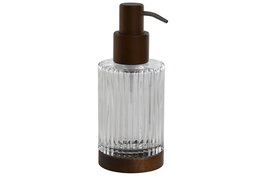 DKD Home Decor Dosificador de Cristal y Acacia Transparente/Marrón