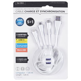 Be Mix Cable Carga 5 En 1 PVC Policloruro de Vinilo 120 cm