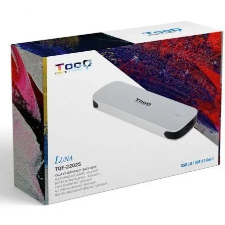 TooQ TQE-2202S Caja Externa para Disco SSD M.2 USB 3.1 Gen1 Sin Tornillos Plata Aluminio
