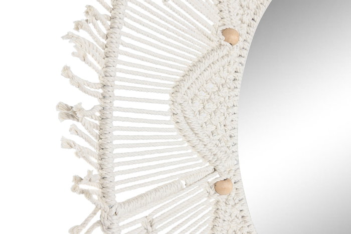 DKD Home Decor Espejo Macramé Cristal Beige 76x76 cm