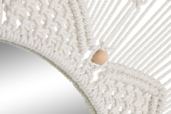DKD Home Decor Espejo Macramé Cristal Beige 76x76 cm
