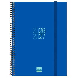Finocam Agenda Escolar 2026-2027 con Espiral y Tapas de Polipropileno Azul, 155x212mm
