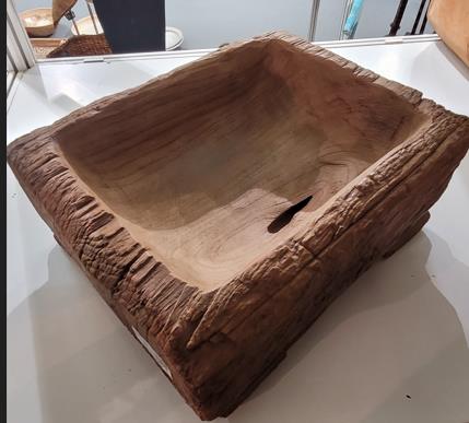 DKD Home Decor Centro de Mesa de Teca Natural 27x23x11,5 cm