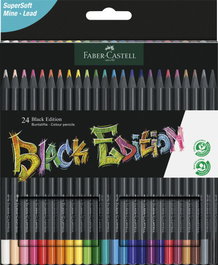 FABER-CASTELL Black Edition Estuche de 24 Lápices de Colores Multicolor
