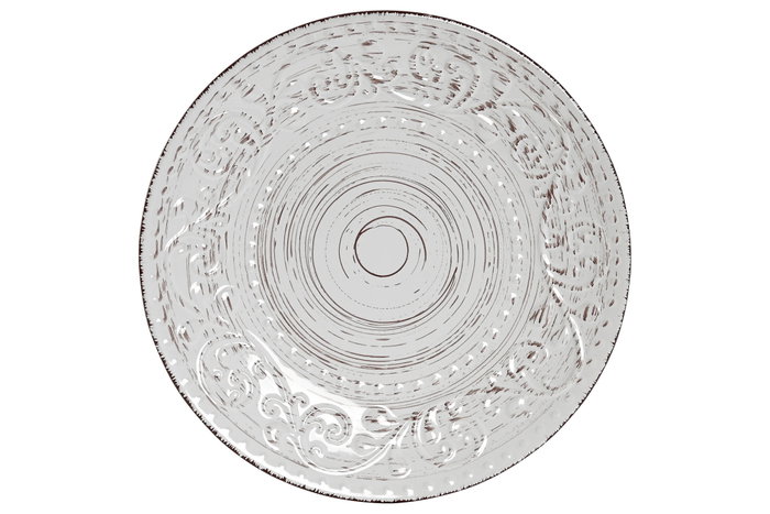 DKD Home Decor Set de 6 Platos de Gres Blanco con Relieve DKD Home Decor Set de 6 Platos de Gres Blanco con Relieve