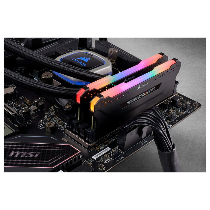 Corsair Vengeance RGB Pro 16GB (2x8GB) DDR4 2666MHz CL16 DIMM Kit de Memoria para PC - Negro, CMW16GX4M2A2666C16
